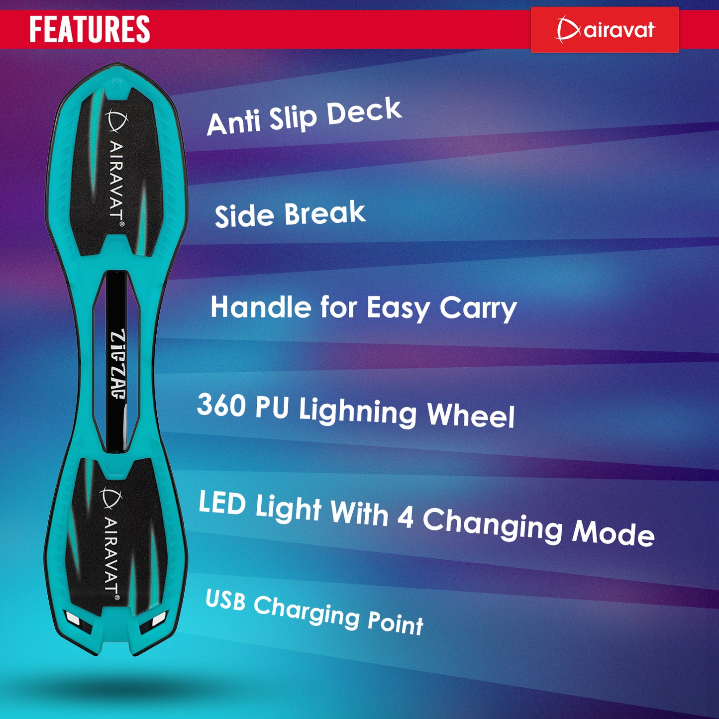 Features of zig zag waveboard blue