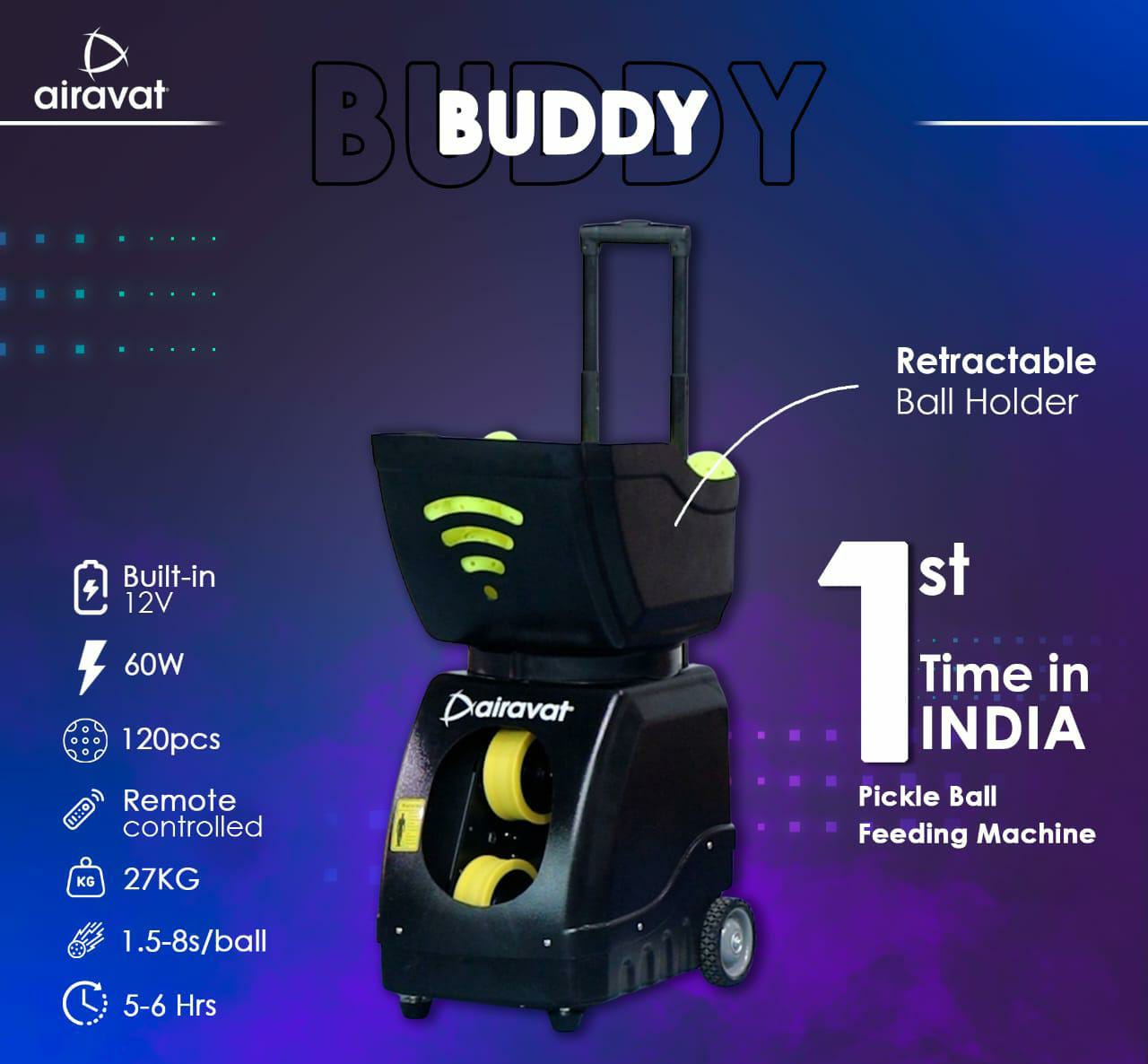 Airavat BUDDY: The Pickleball Feeding Machine