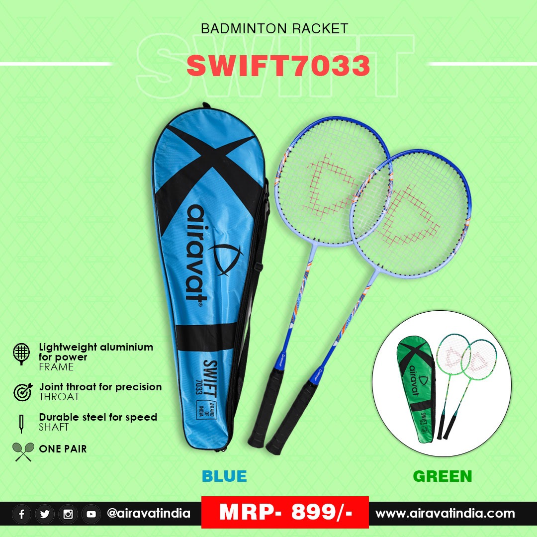Airavat Swift 7033 Badminton Racket (Pair) – Lightweight Power, Precision & Durability