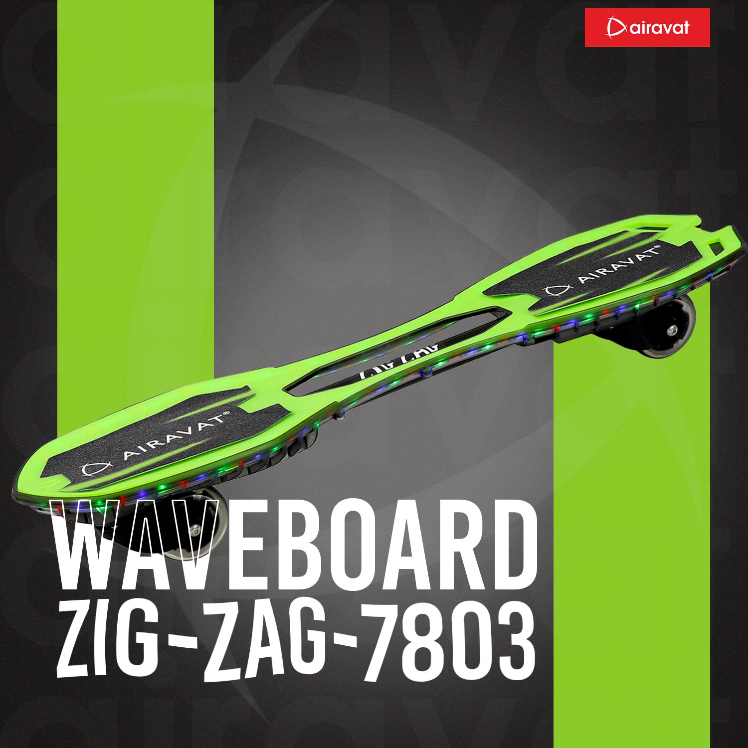 graphics of zig zag waveboard green