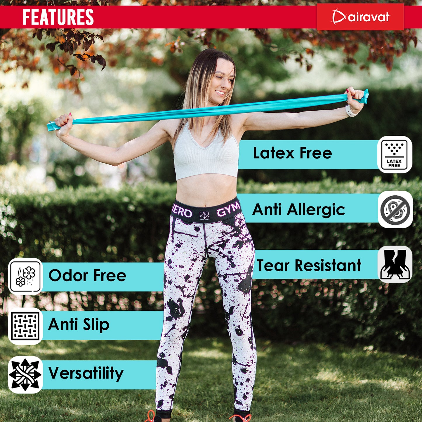 Latex free exercise band Features blue