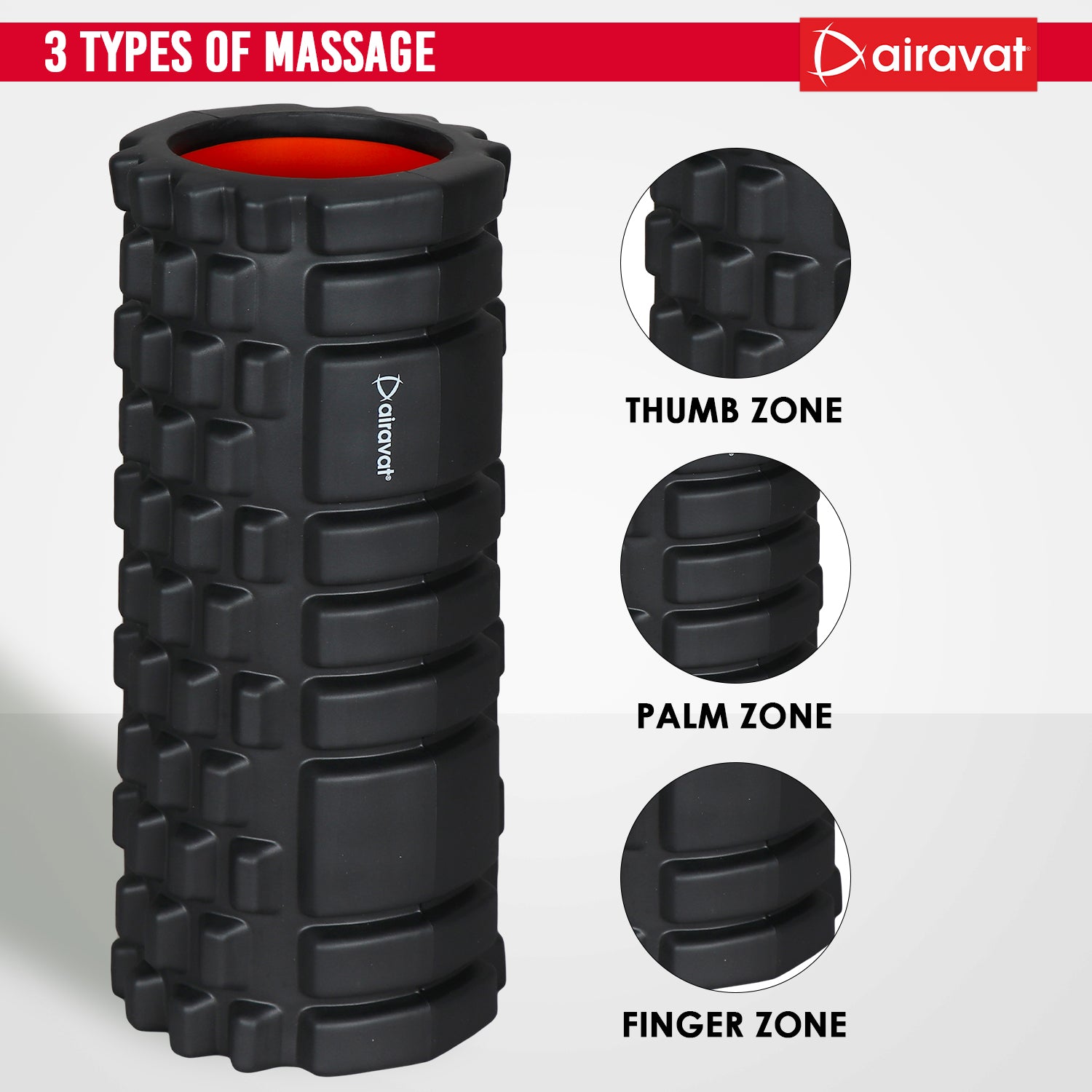 Yoga Foam roller 3 Types of massage black