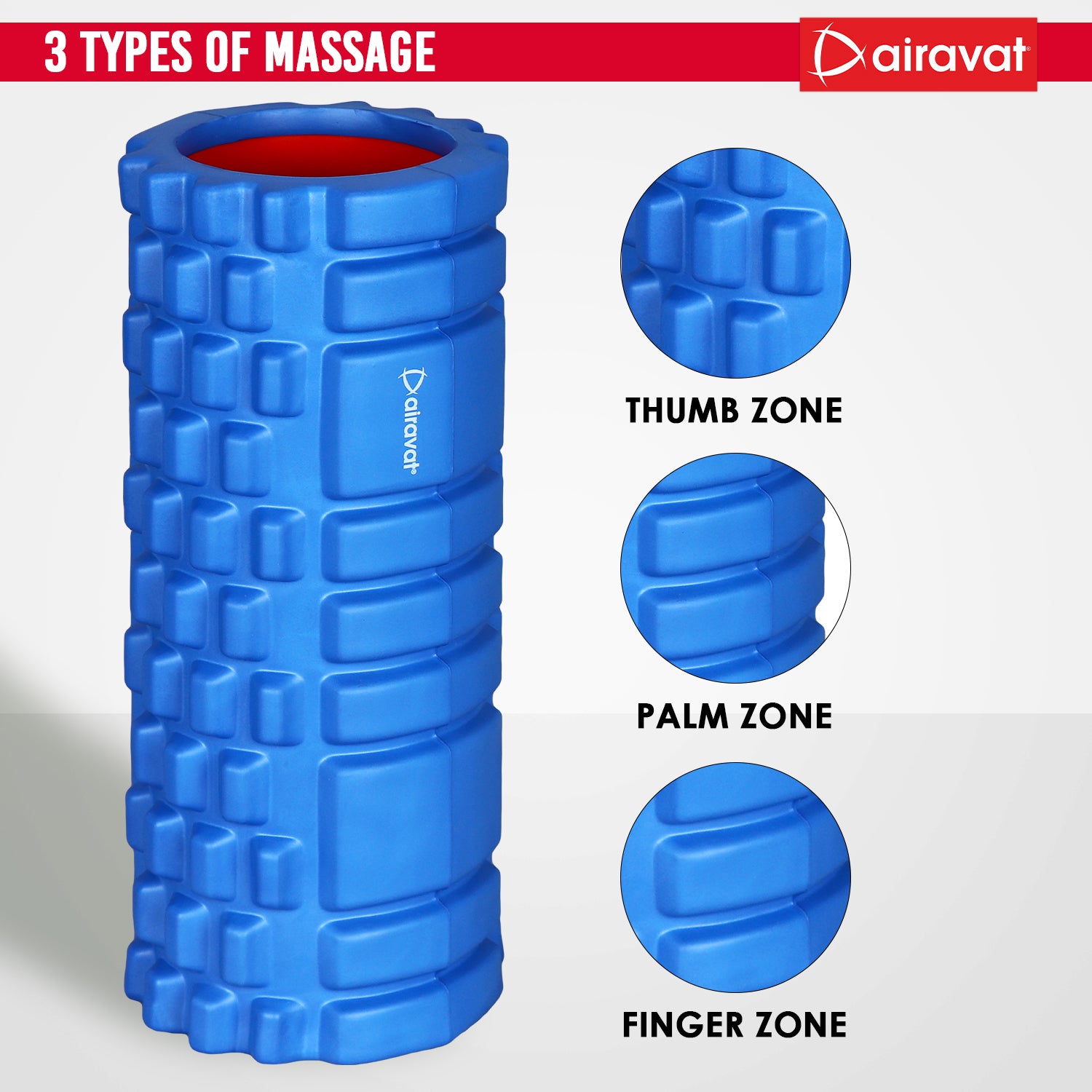 Yoga Foam roller 3 Types of massage blue