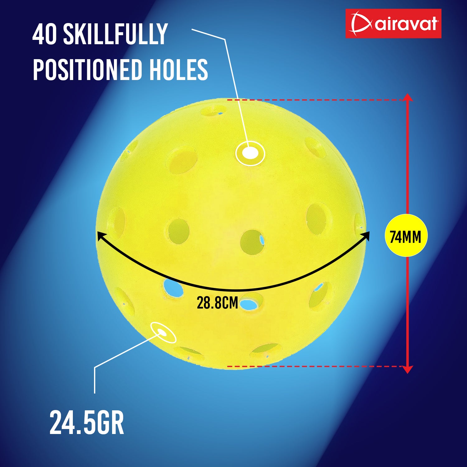 pickle ball dimension info yellow