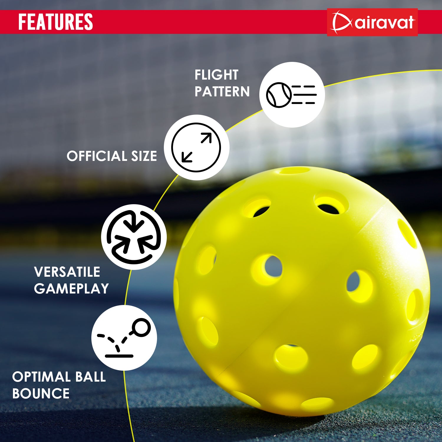 pickle ball features yellow